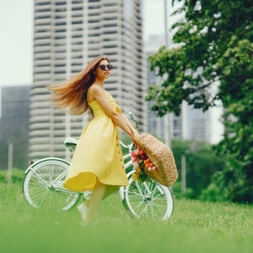 pretty girl with bicycle